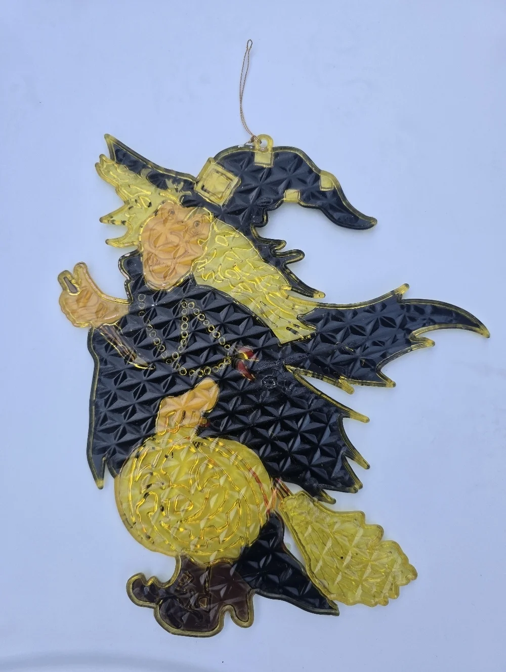Vintage Halloween Sun Catcher Scary Witch Window Accent 9" Plastic - Picture 2 of 2